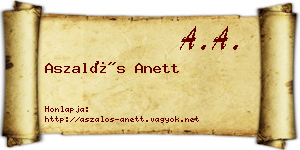Aszalós Anett névjegykártya