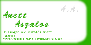 anett aszalos business card